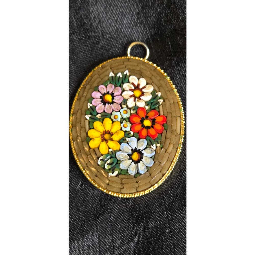 Micro Mosaic Pendant Italy Flower Bouquet